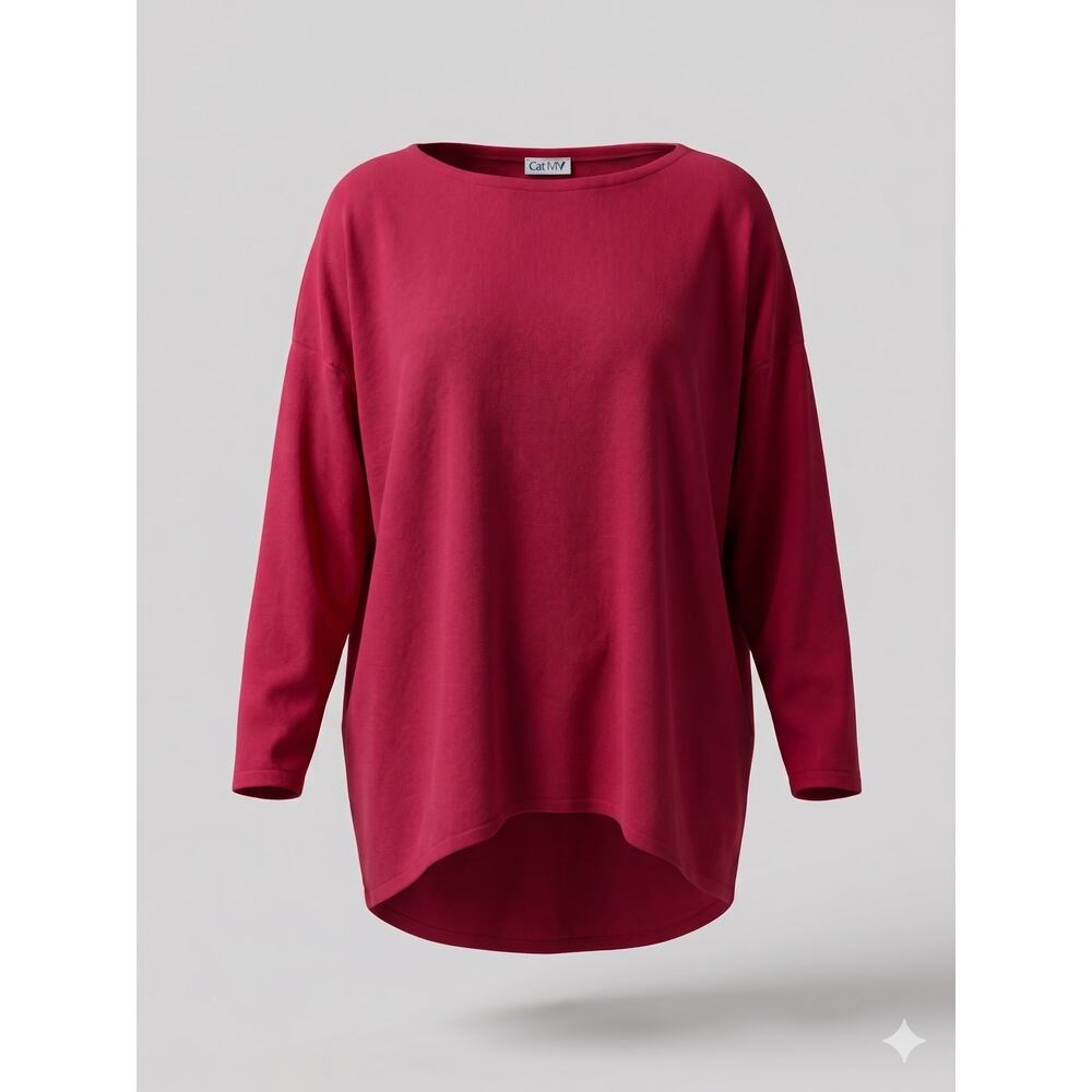 Oh My Gauze Womens S/M Lagenlook Artsy Minimalist Hi-Low Long Sleeve Blouse